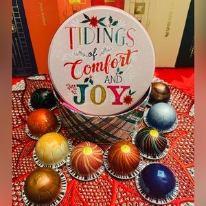 Nespresso VERTUO Holiday Tin with Colorful Coffee Capsules